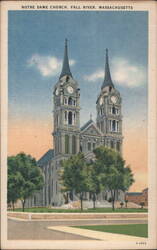 Notre Dame Church, Fall River, Massachusetts Postcard