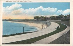 Lynn Shore Drive and Beach Postcard