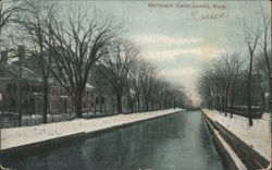 Merrimack Canal Winter Scene, Lowell, MA Postcard