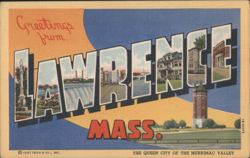 Greetings from LAWRENCE MASS. Large Letter View Postcard