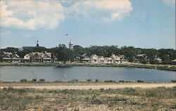 Sunset Lake, Gingerbread Cottages, Oak Bluffs, MA Postcard