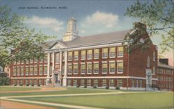 High School, Plymouth, Mass. Postcard