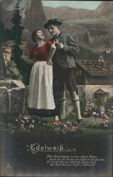 Edelweiß - Alpine Couple in Traditional Attire Postcard