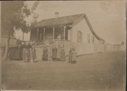 House with Children and Adults, Wooden Fence Postcard