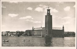 Stockholm Stadshuset, City Hall with Boats on Water Postcard