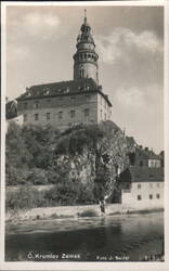 Český Krumlov Castle Tower & River View Postcard