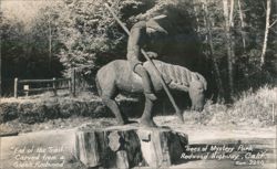 "End of the Trail" Redwood Carving, Trees of Mystery Park Postcard