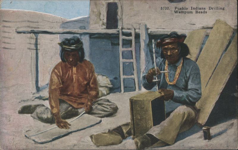 Pueblo Indians Drilling Wampum Beads Native Americana
