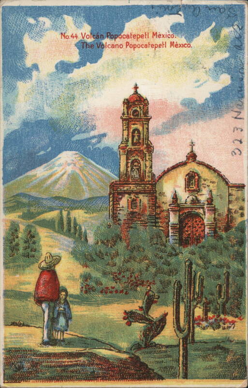 Volcán Popocatepetl, Church, Man & Child, Mexico