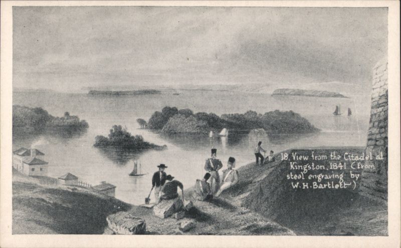 View from Citadel at Kingston, 1841, W.H. Bartlett Engraving Canada