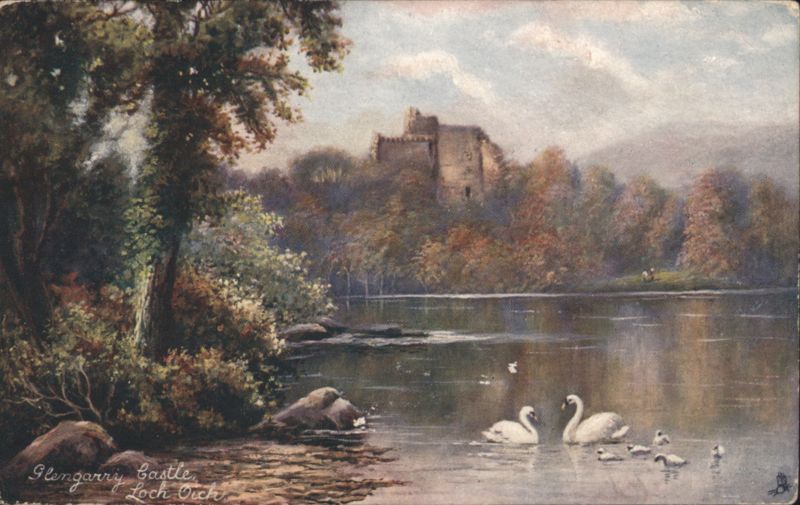 Glengarry Castle, Loch Oich with Swans Scotland