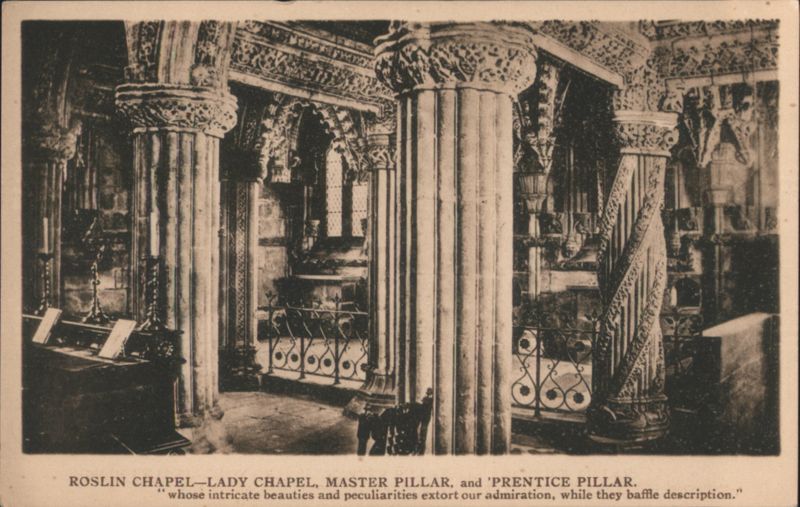 Roslin Chapel - Lady, Master, and 'Prentice Pillars Scotland