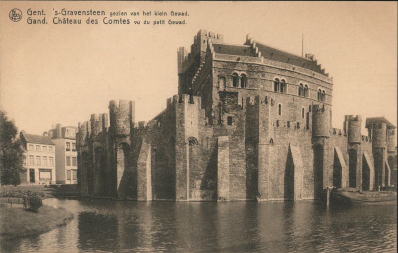 Gravensteen Castle from Klein Gewad, Ghent Belgium