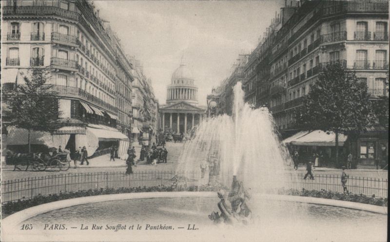 Paris, Rue Soufflot and the Pantheon with Fountain France
