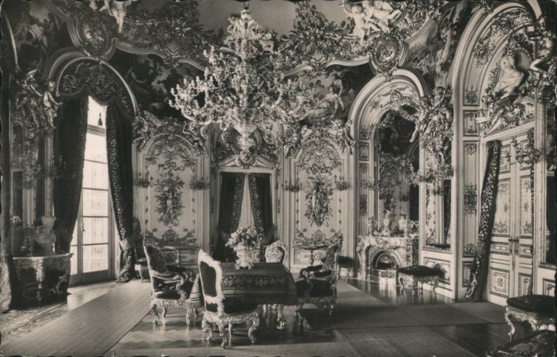 Schloss Herrenchiemsee Dining Room, Ornate Chandelier Germany
