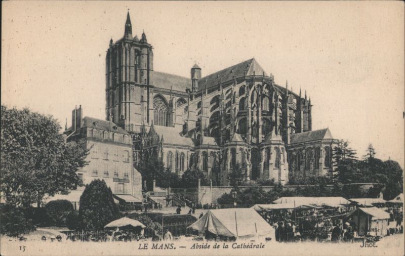 Le Mans Cathedral Apse & Market Scene France JHot.