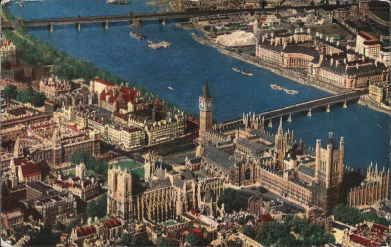 Aerial View of Westminster Abbey, Houses of Parliament, London United Kingdom