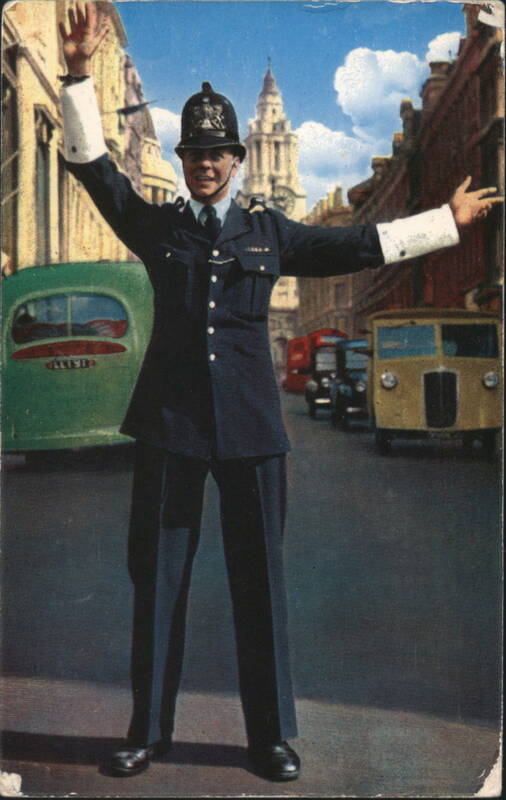 London Policeman Directing Traffic Ludgate Hill United Kingdom