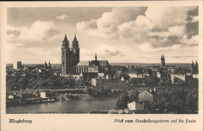 Magdeburg City Panorama from Exhibition Tower Germany