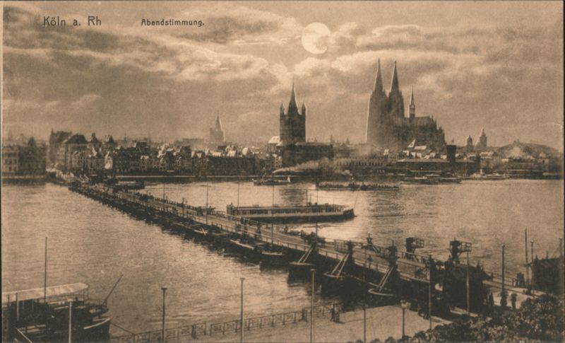 Cologne Rhine River Bridge & Cathedral, Evening Mood Germany