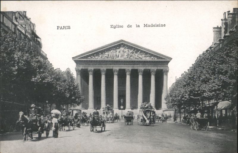 Eglise de la Madeleine, Horse Carriages, Paris France