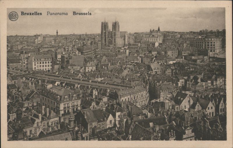 Brussels Panorama from Town-Hall, St-Gudule, Congress Column Belgium