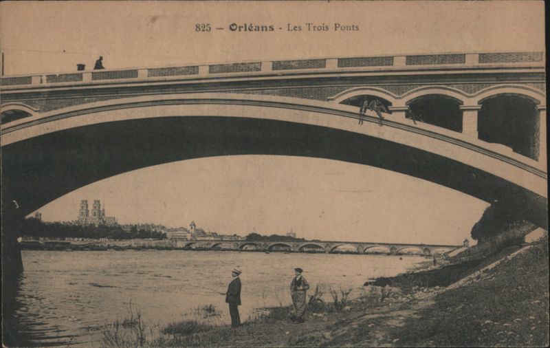 Orléans - Les Trois Ponts, River View with Cathedral France