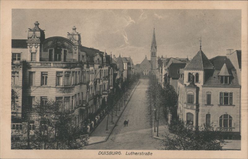 Duisburg Lutherstraße Street Scene with Church Spire Germany