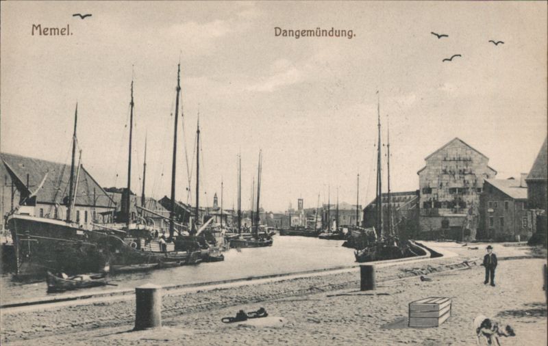 Memel, Dangemündung Harbor with Sailing Ships Lithuania