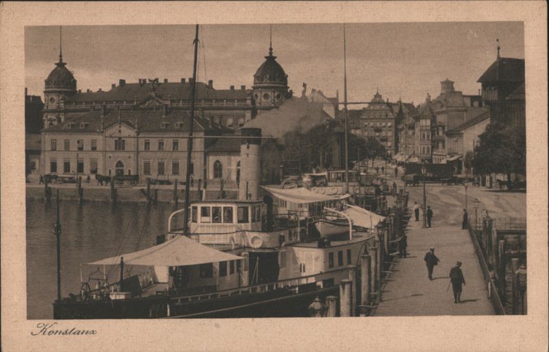 Konstanz Harbor with Steamboats and Domes Germany