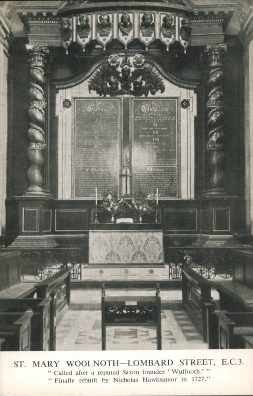 St. Mary Woolnoth Church Interior, Lombard Street, London United Kingdom