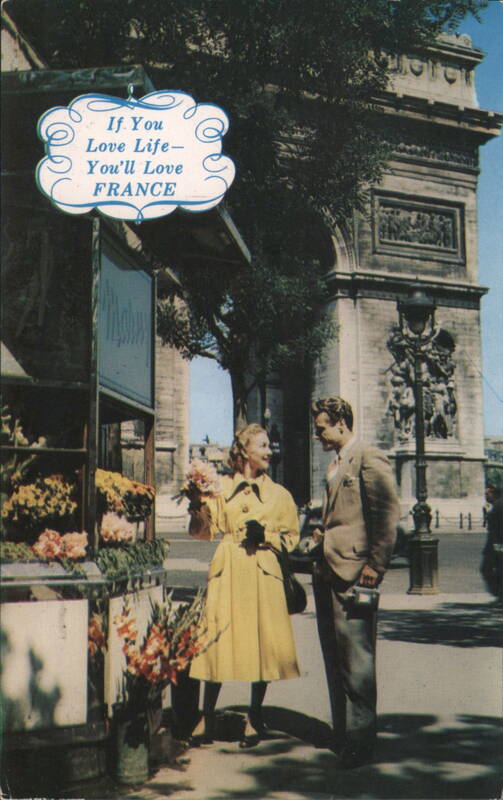 Arc de Triomphe, Couple & Flower Stand, If You Love Life Paris France