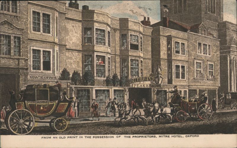 Mitre Inn, Coach Office, Horse Carriages Oxford England