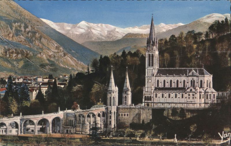 Lourdes Basilica & Snowy Pyrenees France