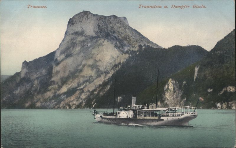 Traunsee, Traunstein Mountain & Steamboat Gisela Gmunden Austria