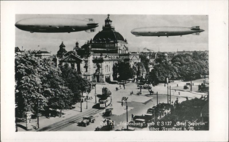Hindenburg & Graf Zeppelin Airships over Frankfurt Frankfurt am Main Germany