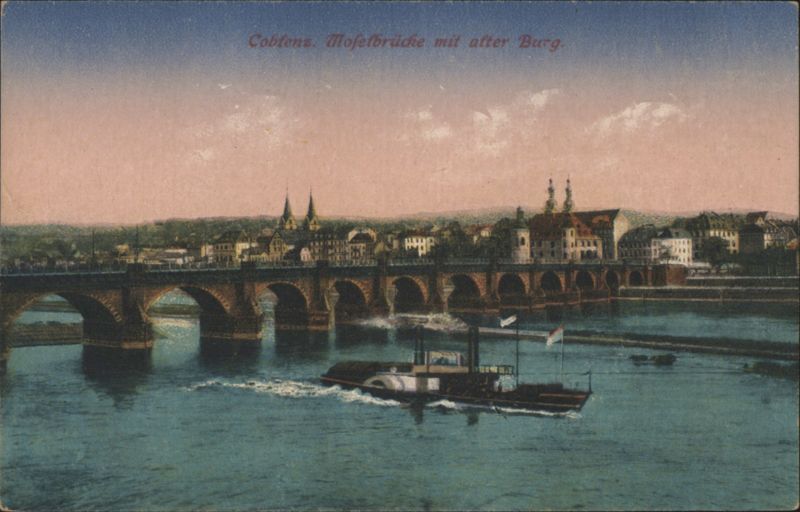 Coblenz Moselle Bridge with Old Castle Germany