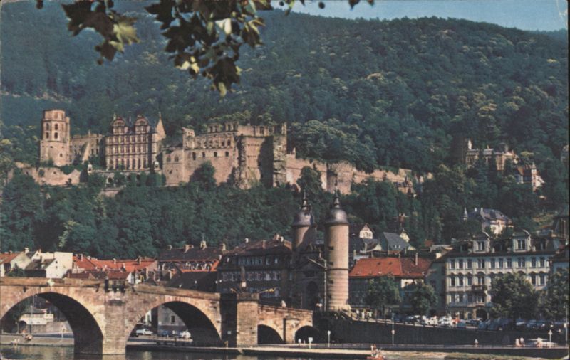 Heidelberg Castle & Old Bridge on River Neckar Germany