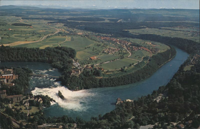 Rhine Falls Switzerland Aerial View, Schlössli Wörth Neuhausen