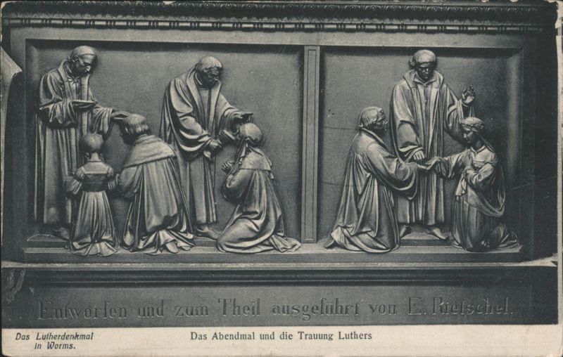 Luther Monument Worms - Last Supper & Luther's Wedding Relief Germany