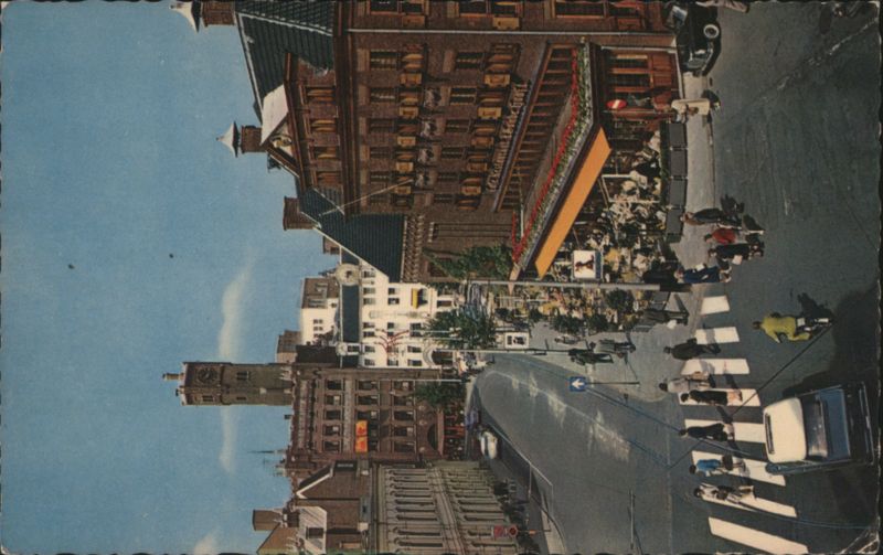 Groenmarkt with Cafe and Clock Tower, Den Haag Netherlands