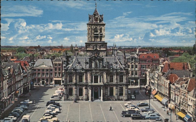 Delft Market Square with Town Hall Netherlands
