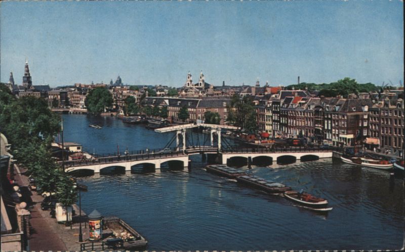 Magere Brug Drawbridge over Amstel River, Amsterdam Netherlands