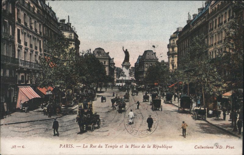 Paris, Rue du Temple & Place de la République France