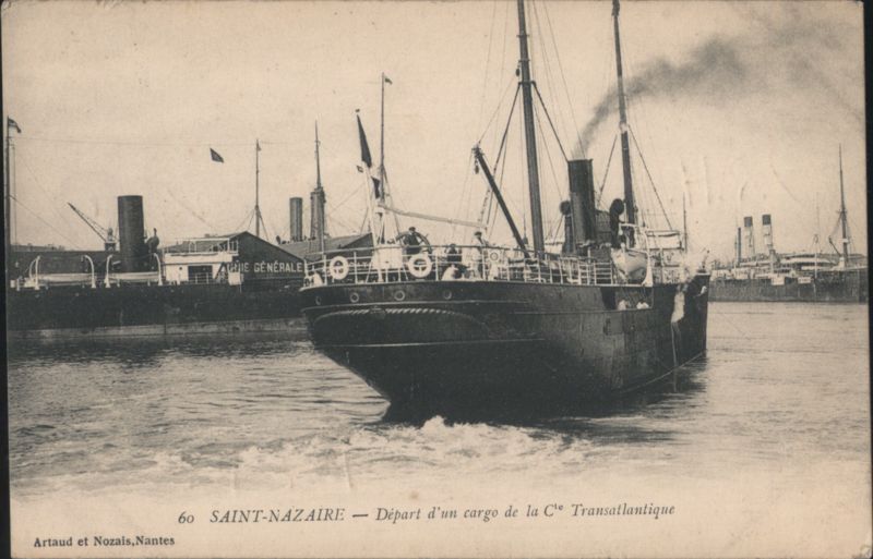 Saint-Nazaire - Cargo Ship Departure, Cie Transatlantique France