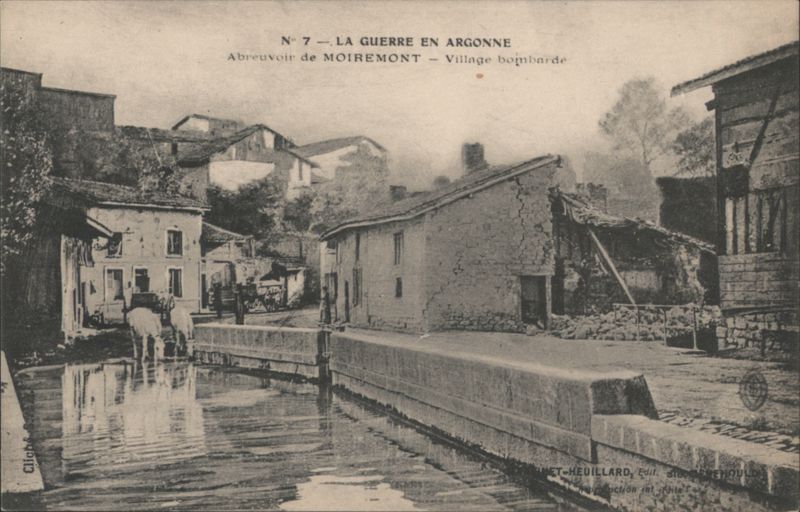 Moiremont, Argonne - Bombed Village & Watering Trough France