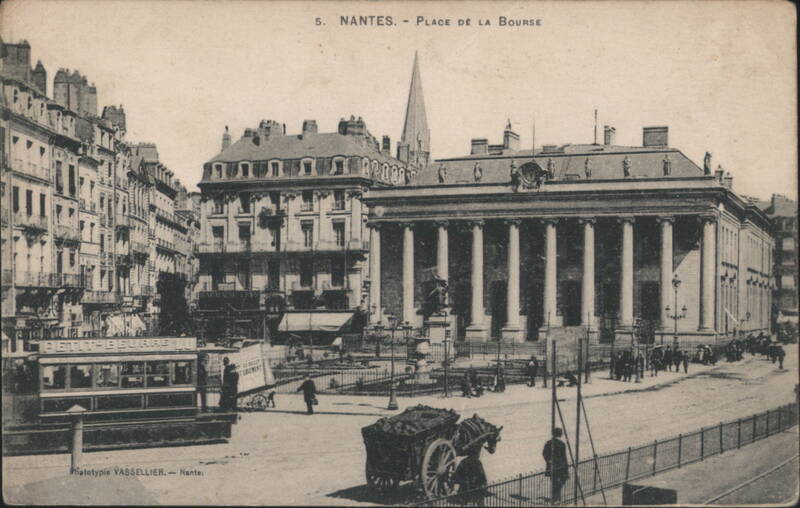 Nantes Place de la Bourse with Tram and Buildings France
