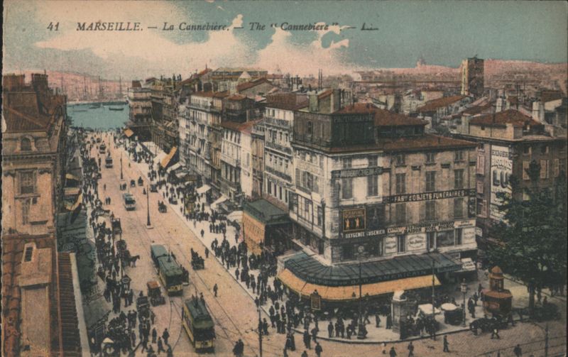 Marseille - La Cannebière Street Scene with Trams France