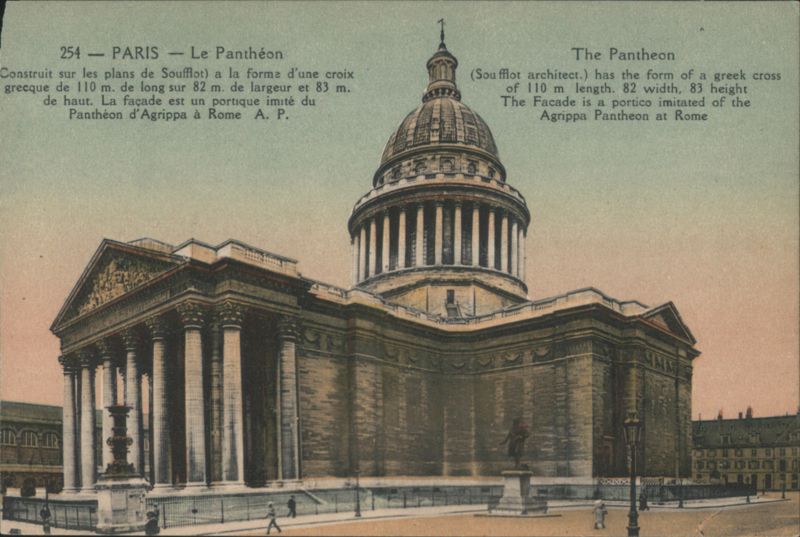 Paris Pantheon, Soufflot Architect, Greek Cross Plan France