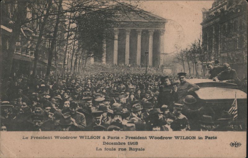 President Woodrow Wilson in Paris, Rue Royale, Dec 1918 France